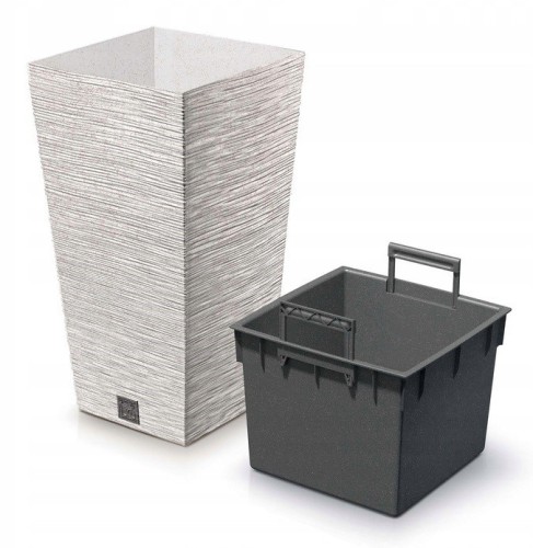 Donica z wkładem plastikowa biała Furu Square 26,5 cm