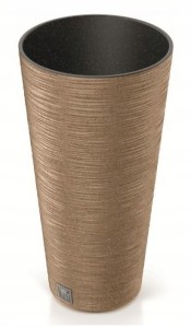 Doniczka z wkładem plastikowa jasny brąz Furu Round 25 cm