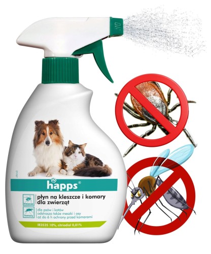 Płyn na komary i kleszcze dla zwierząt 200ml Happs