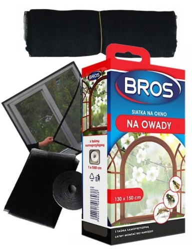 Moskitiera na okno przeciw owadom czarna 150x130 cm