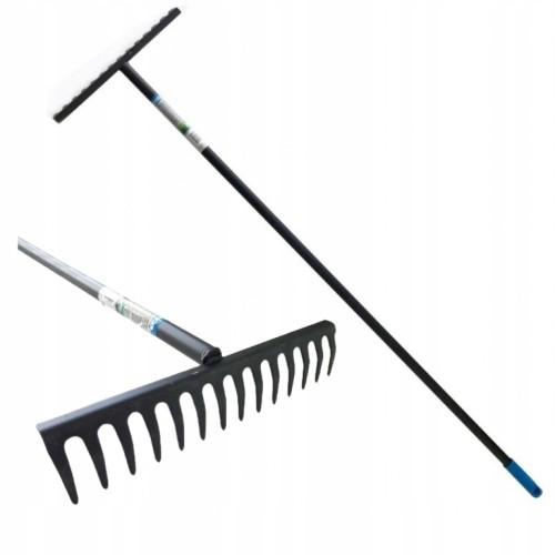 Grabie ogrodowe stalowe z trzonkiem 14-zębne 140 cm