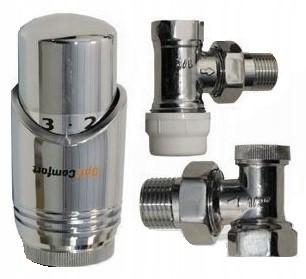 Zestaw termostatyczny kątowy do grzejników chrom