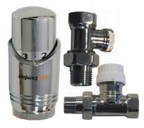 Zestaw termostatyczny prosty do grzejników chrom