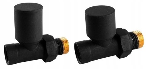 Zestaw zaworów grzejnikowych prosty czarny