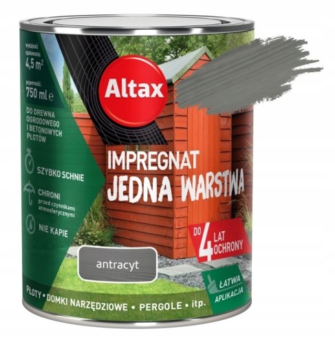 Impregnat jedna warstwa do drewna i betonu antracyt 0,75l