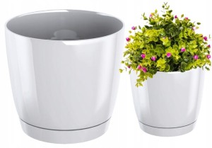 Doniczka z podstawką okrągła plastikowa Coubi 10x9,2cm
