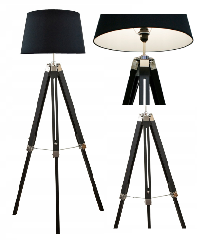 Lampa podłogowa stojąca trójnóg czarna Pablo