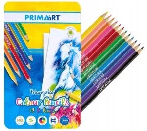 Kredki ołówkowe w metalowym pudełku 12 kolorów