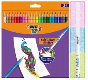 Kredki ołówkowe wymazywalne z gumką 24 kolory