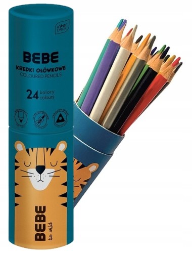 Kredki ołówkowe w tubie wytrzymałe 24 kolory