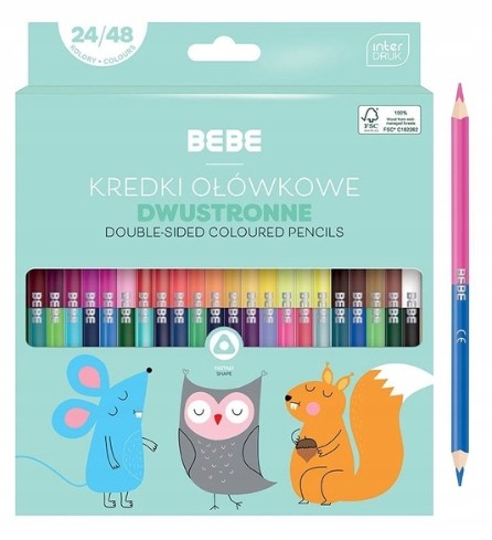 BEBE Kredki ołówkowe dwustronne wytrzymałe Olo 48 kolorów