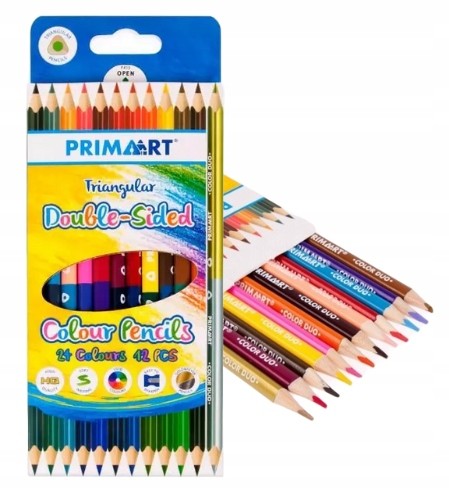 Kredki ołówkowe dwustronne 24 kolory