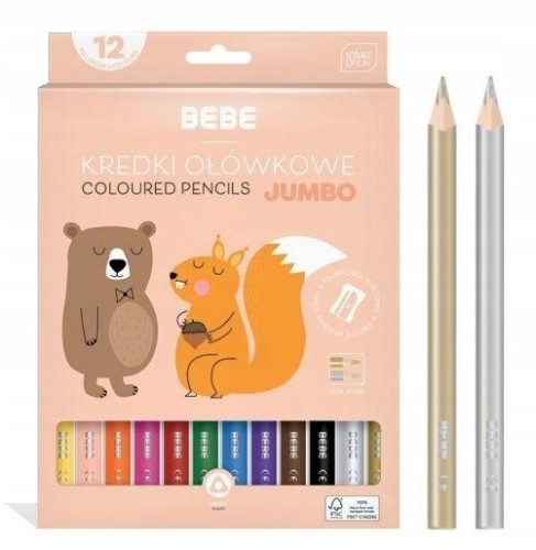 BEBE Kredki ołówkowe dla dzieci Jumbo 12 kolorów