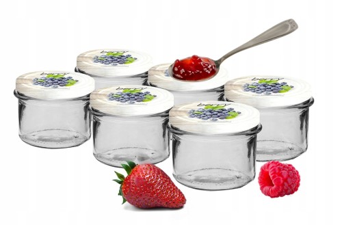 Słoik na dżemy z kolorową zakrętką 6 szt 235 ml
