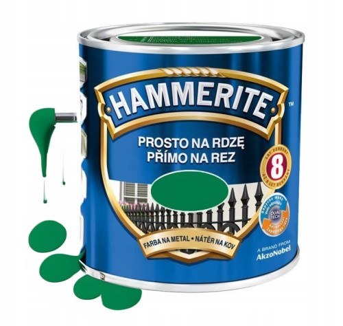 Farba do metalu prosto na rdzę zielony połysk 0,7l