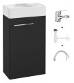 Zestaw łazienkowy szafka czarna z umywalką 40 Small i bateria chrom