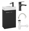 Szafka łazienkowa wisząca z umywalką czarna 40 Small z baterią kompaktową czarną