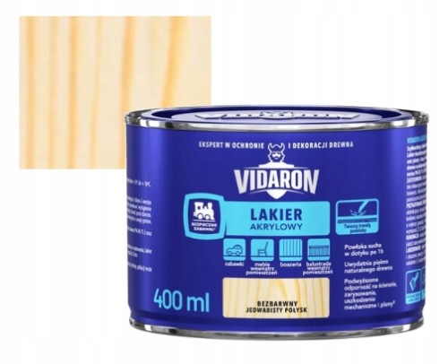 Lakier akrylowy do drewna bezbarwny połysk 0,4l