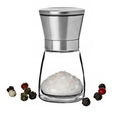 Młynek ręczny do soli i pieprzu szklany 190 ml Display