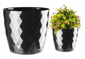 Osłonka na kwiaty czarna plastikowa Cristal 20 x 18 cm