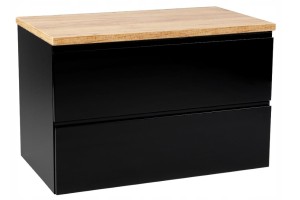 Szafka łazienkowa 80x50 cm wisząca czarny połysk z blatem Modus