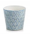 Osłonka na kwiaty ceramiczna niebieska 14 x 13 cm