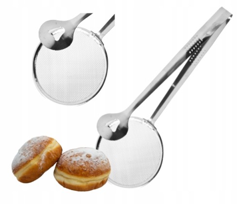 Szczypce kuchenne z sitkiem do pączków i frytek