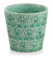 Osłonka na kwiaty ceramiczna zielona ozdobna 14 x 13 cm