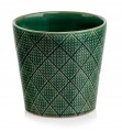 Osłonka na kwiaty ceramiczna zielona ozdobna 13 x 13 cm