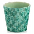 Osłonka na kwiaty ceramiczna zielona stylowa 13,5 x 13 cm