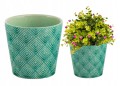 Osłonka na kwiaty ceramiczna zielona stylowa 13,5 x 13 cm