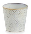 Osłonka na kwiaty ceramiczna beżowa stylowa 14 x 13 cm