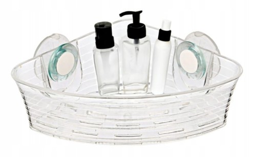 Koszyk łazienkowy nad wannę narożny Geco transparentny