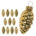 Bombki złote szklane szyszki zestaw 12 sztuk 2,5 x 6 cm