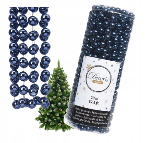 Koraliki na choinkę granatowe świąteczna girlanda 10m