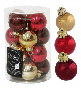 Bombki szklane na choinkę czerwono-złote zestaw 16 sztuk 3,5 cm