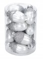 Bombki srebrne szklane żołędzie zestaw 12 sztuk 3x4cm