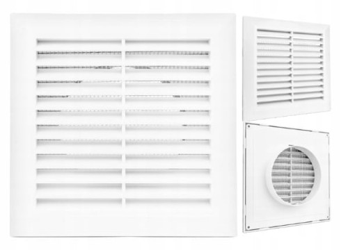Kratka wentylacyjna biała z siatką T61 170x170 fi100