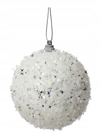 Bombka na choinkę biała w gwiazdki nietłukąca 10 cm
