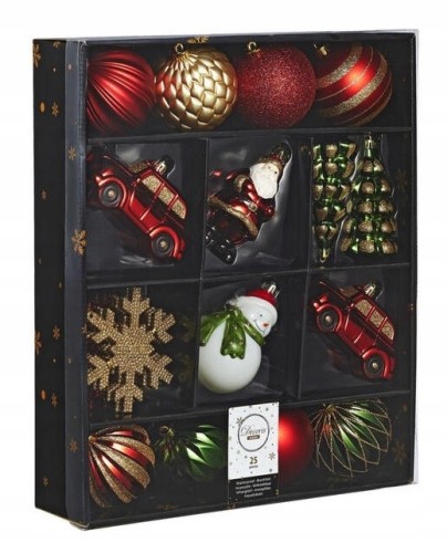 Zawieszki świąteczne na choinkę nietłukące zestaw 25 sztuk