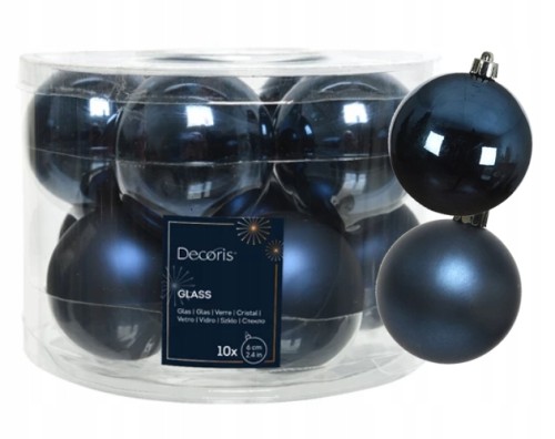 Bombki świąteczne szklane granatowe 6 cm zestaw 10 sztuk