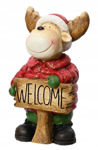 Renifer z tabliczką figurka świąteczna ozdobna 32,5 x 18,5 cm