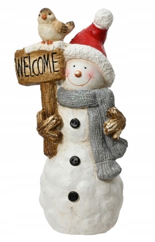 Bałwan z tabliczką figurka świąteczna ozdobna 34,5 x 12 cm