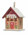 Zawieszka na choinkę domek drewniany brązowy 8 x 6 cm