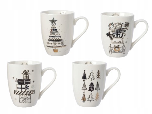 Kubek porcelanowy świąteczny na kawę biały 12 x 11 cm 1szt