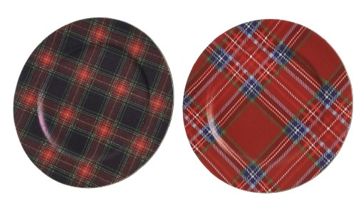 Talerz świąteczny okrągły w kratę 33 cm 1szt