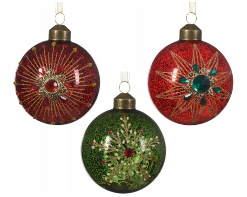 Bombka na choinkę szklana brokatowa ozdobna 8 cm 1szt