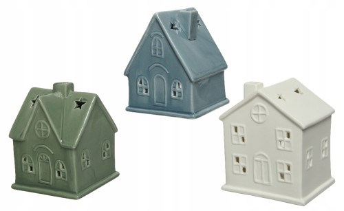 Świecznik porcelanowy domek figurka świąteczna 12,5x15,5 cm 1szt