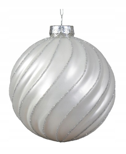 Bombka na choinkę szklana biała satynowa 10 cm 1szt