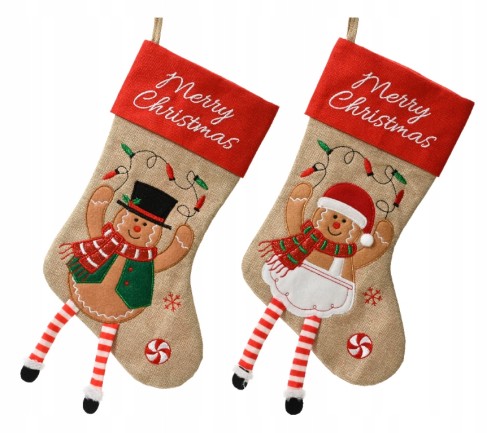 Zawieszka świąteczna skarpeta bożonarodzeniowa 40 x 25 cm 1szt